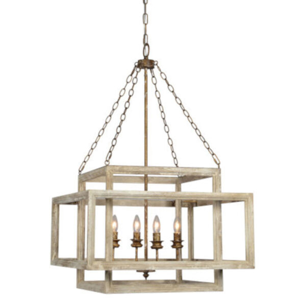Olivia White Distressed Four-Light Chandelier, image 1