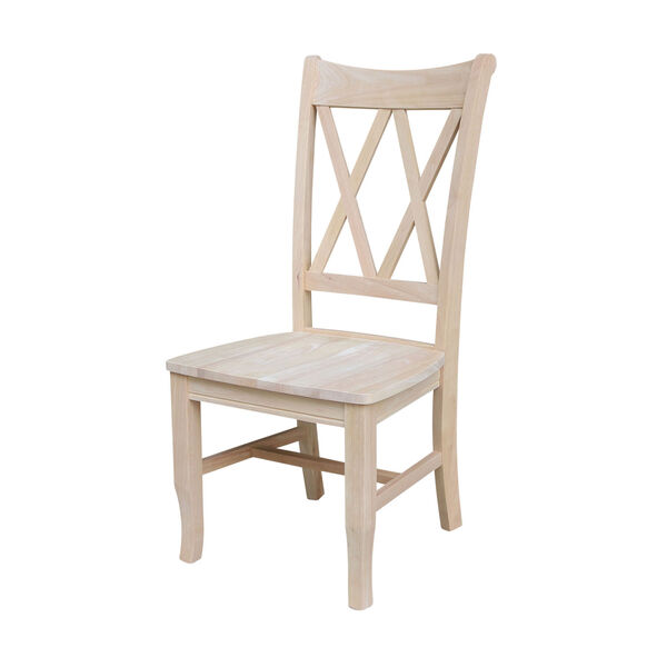 Set of Two Unfinished Wood Double X-Back Chairs, image 2