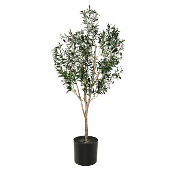 Green 72-Inch Olive Tree with Black Pot, image 1