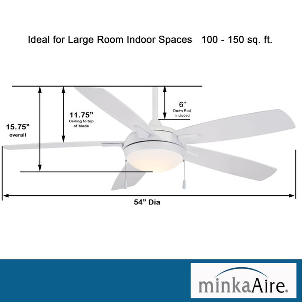 Lun-Aire White 54-Inch LED Ceiling Fan, image 4