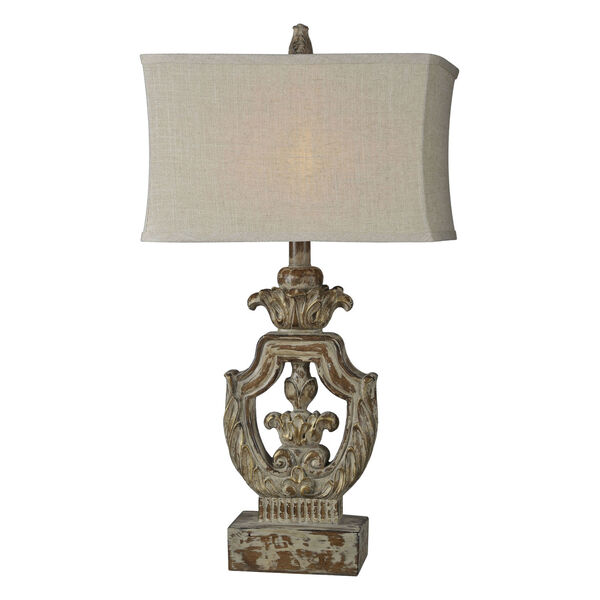 Isabella Distressed Walnut and Cream One-Light 31-Inch Table Lamp Set of Two, image 1