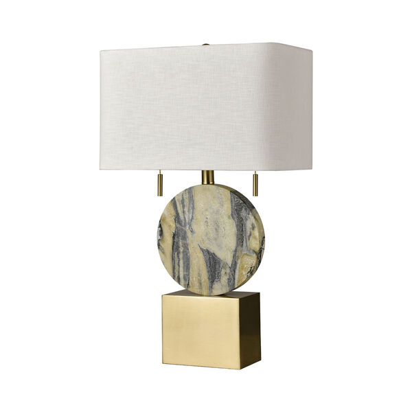 Carrin Natural Stone and Honey Brass Two-Light Table Lamp, image 2