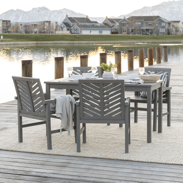 Gray Wash 32-Inch Five-Piece Chevron Outdoor Dining Set, image 1