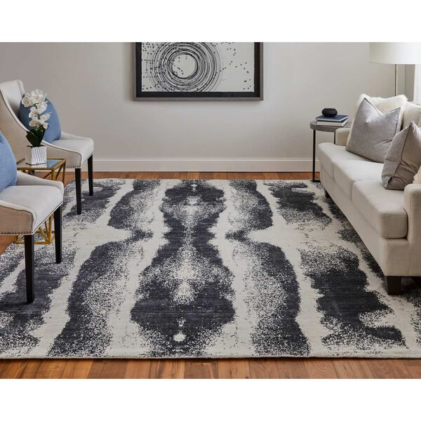 Coda Industrial Abstract Black White Area Rug, image 2