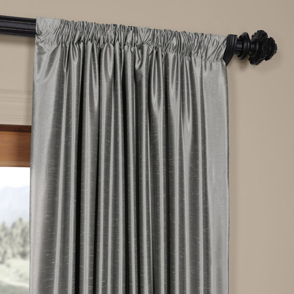 Grey 108 x 50 In. Textured Faux Dupioni Silk Single Panel Curtain, image 3