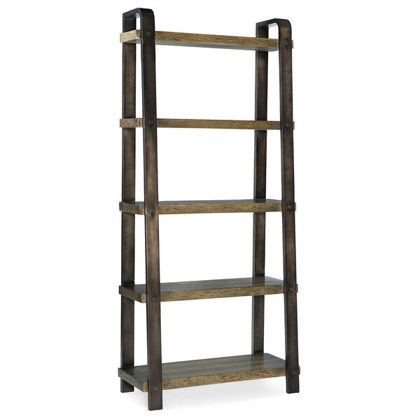 Crafted Dark Wood Ladder Bookcase, image 1