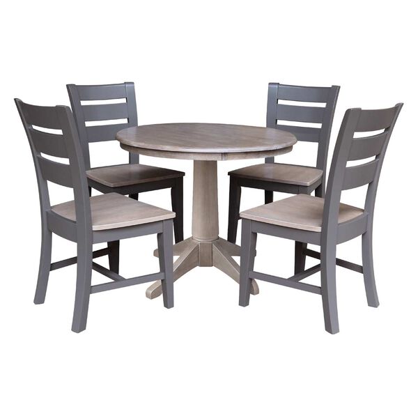 Parawood I Washed Gray Clay Taupe 36-Inch  Round Top Pedestal Table with Four Chairs, image 1