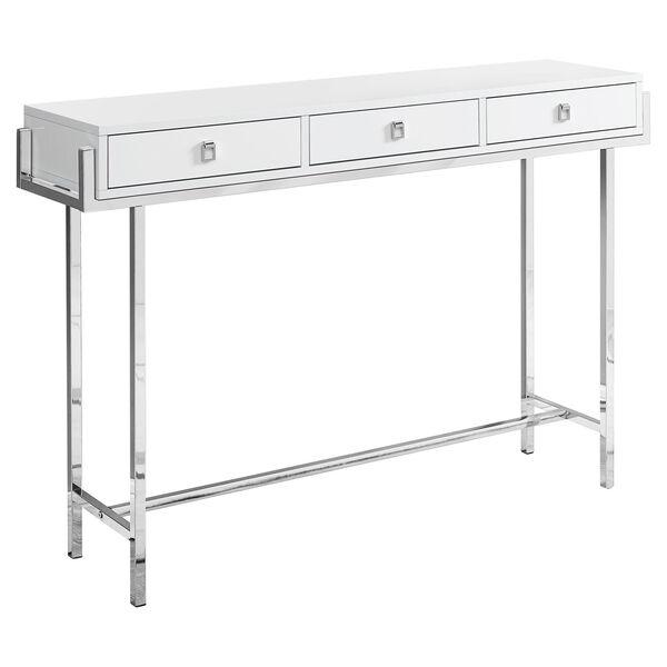 Glossy White and Chrome 12-Inch Accent Table, image 1