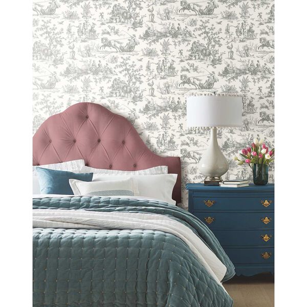 Grandmillennial Gray Seasons Toile Pre Pasted Wallpaper - SAMPLE SWATCH ONLY, image 4