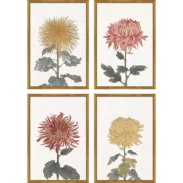 Green Chrysanthemum Wall Art, Set of 4, image 2