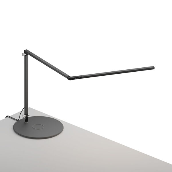 Z-Bar Metallic Black LED Slim Desk Lamp with Wireless Charging Qi Base, image 1