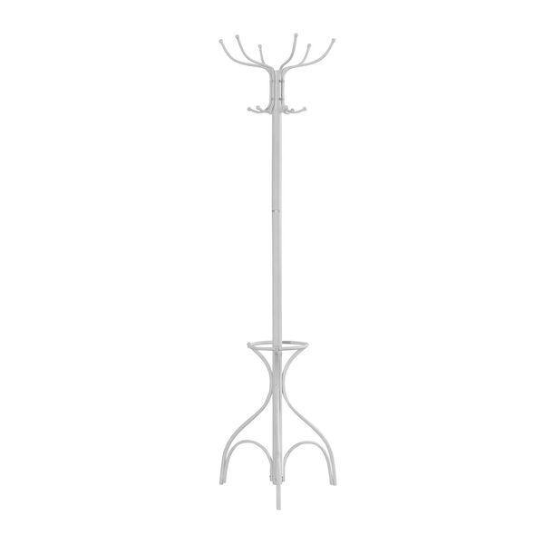 Coat Rack - 70H / White Metal with an Umbrella Holder, image 2