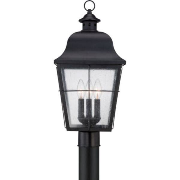 Bryant Black Three-Light Outdoor Post Mount with Clear Seedy Glass, image 3