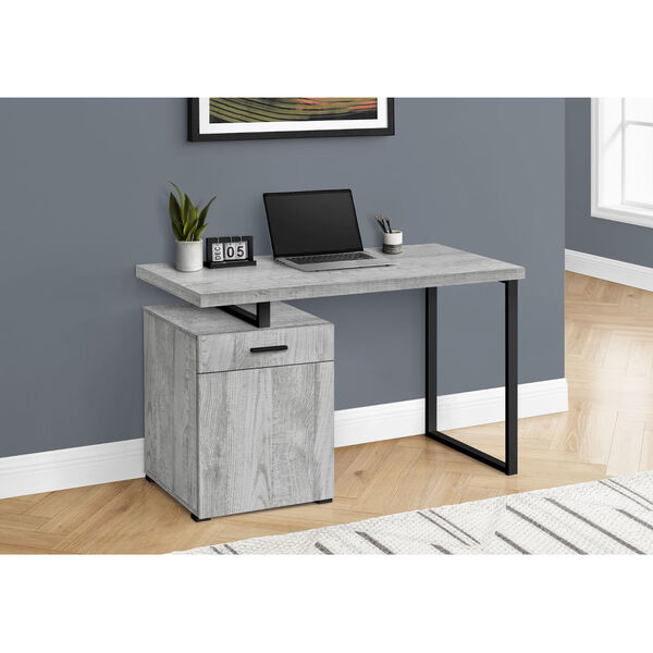 Grey and Black Computer Desk with Storage Unit, image 2