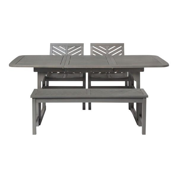 Gray Wash 35-Inch Four-Piece Extendable Outdoor Dining Set, image 4