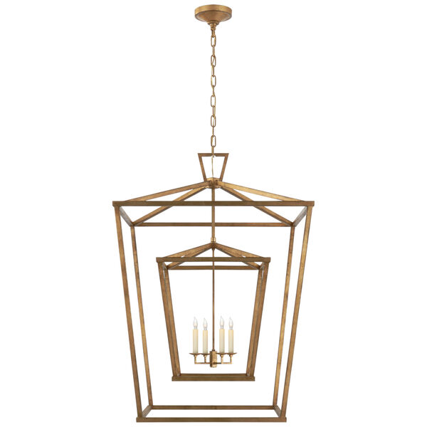 Darlana Extra Large Double Cage Lantern in Gilded Iron by Chapman and Myers, image 1