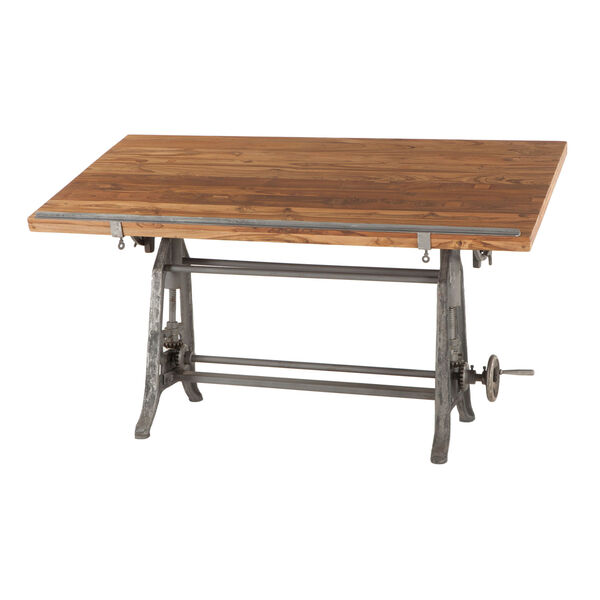 Artezia Teak Wood and Iron Drafting Desk, image 2