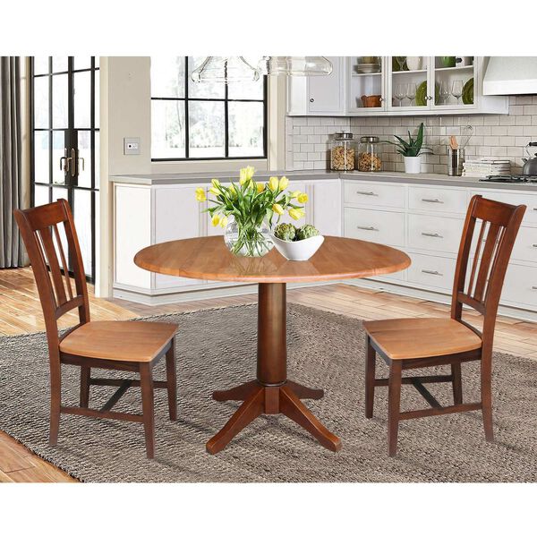 Cinnamon and Espresso 42-Inch Round Top Pedestal Table with Chairs, 3-Piece, image 3