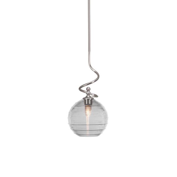 Capri Brushed Nickel One-Light Pendant with Clear Ribbed Glass, image 1