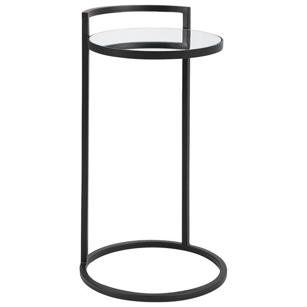 Uptown Black Side Table with Mirrored Top, image 1
