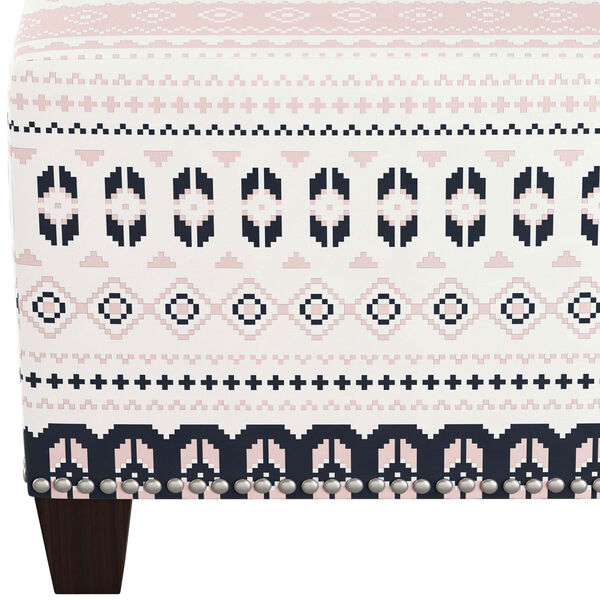Nordic Sweater Navy Blush 19-Inch Nail Button Ottoman, image 3