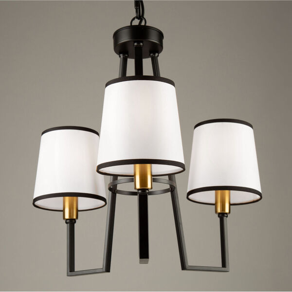 Coco Gold and Black Three-Light Chandelier, image 4