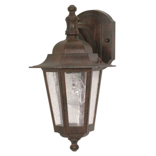 Evelyn Old Bronze 13-Inch One-Light Outdoor Wall Sconce with Seeded Glass, image 1