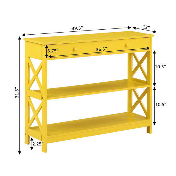 Oxford Yellow One Drawer Console Table with Shelves, image 6
