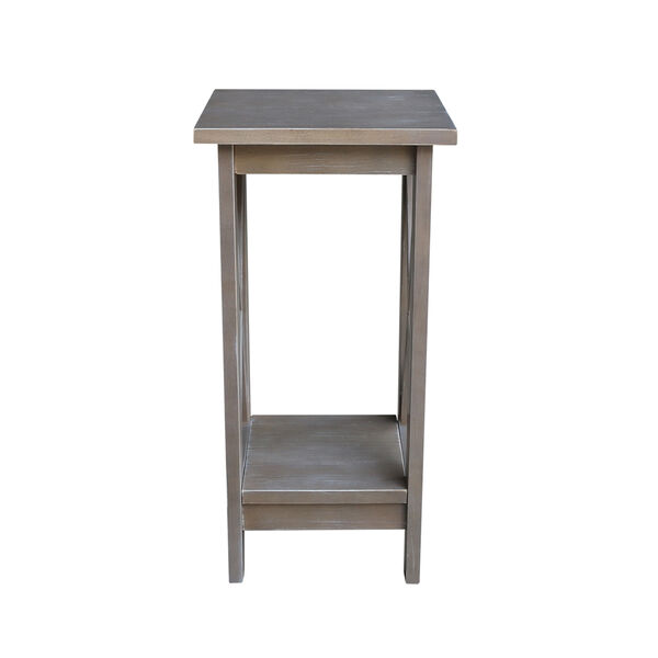 Solid Wood 24 inch X-sided Plant Stand in Washed Gray Taupe, image 2