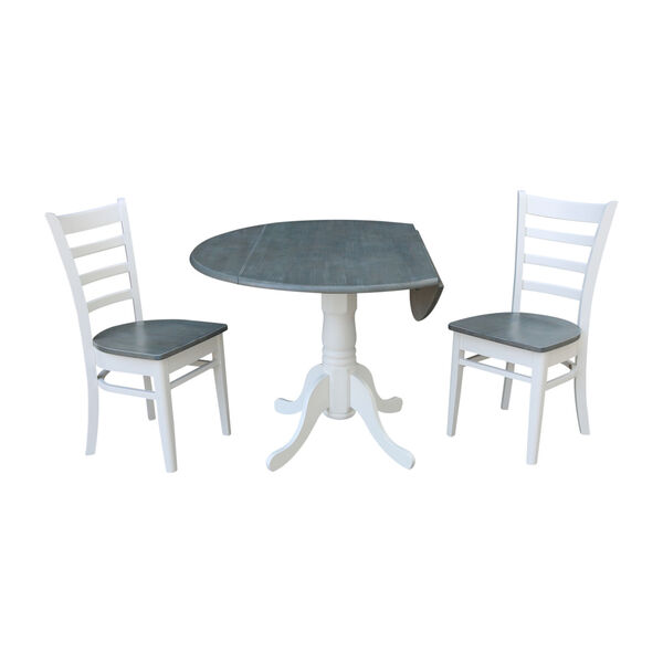 Emily White and Heather Gray 42-Inch Dual Drop leaf Table with Side Chairs, Three-Piece, image 5