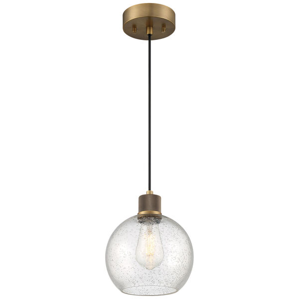 Port Nine Brass-Antique and Satin Globe Outdoor One-Light LED Pendant with Clear Glass, image 1