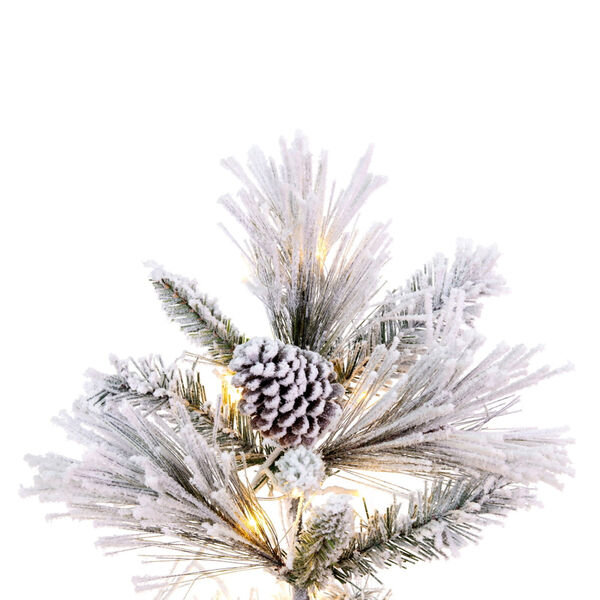 Flocked Atka Pine White 6.5 Ft. x 42 In. Artificial Christmas Tree with 3mm LED Color Changing Lights, image 3