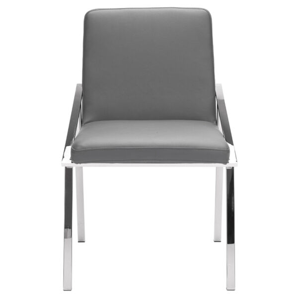 Nika Matte Gray and Silver Dining Chair, image 2