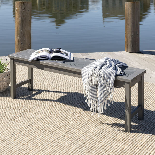Gray Wash 53-Inch Outdoor Dining Bench, image 2