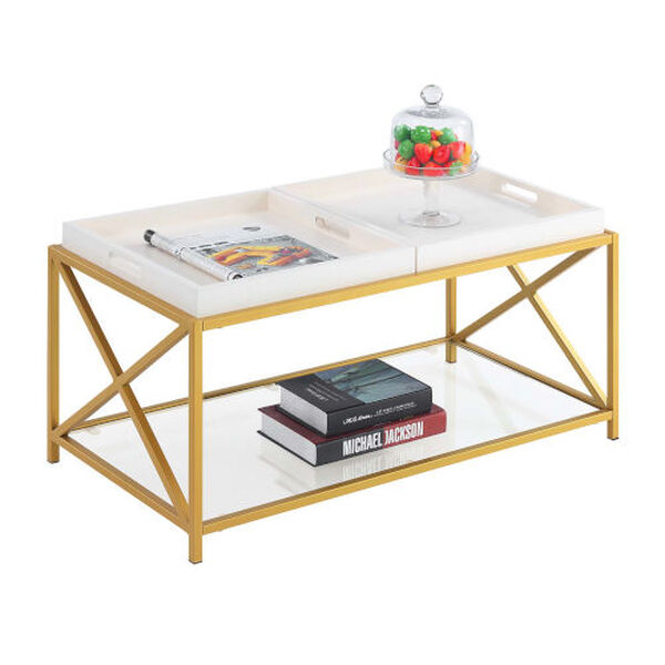 St. Andrews White and Gold 18-Inch Coffee Table, image 2