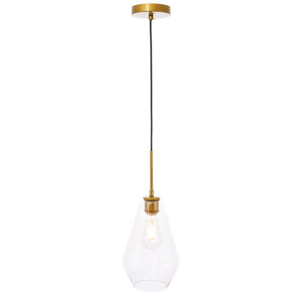 Gene Brass Seven-Inch One-Light Mini Pendant with Clear Glass, image 4