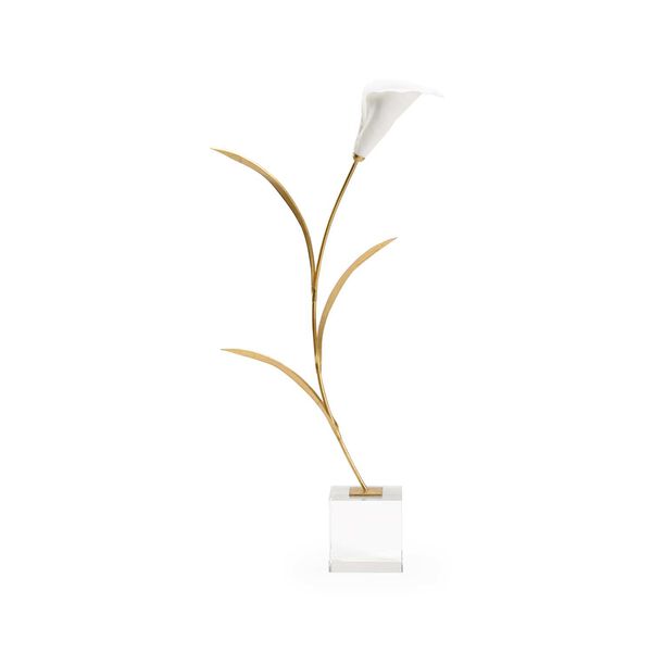 White and Gold Calla Lily On Stand Home Décor, image 2