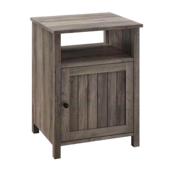 18-Inch Grey Wash Grooved Door Side Table, image 1