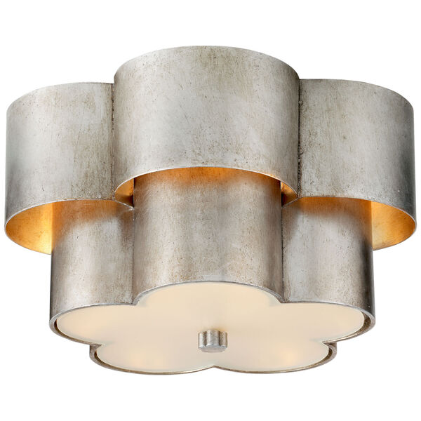 Arabelle Medium Flush Mount in Burnished Silver Leaf with Frosted Acrylic by AERIN, image 1
