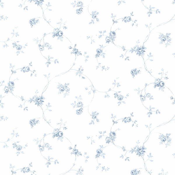 Delft Rose Light Blue and White Wallpaper - SAMPLE SWATCH ONLY, image 1
