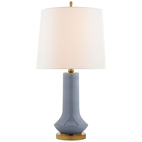 Luisa Large Table Lamp in Polar Blue Crackle with Linen Shade by Thomas O'Brien, image 1