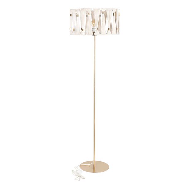 Macclenny Brushed Brass Beige One-Light Floor Lamp, image 1