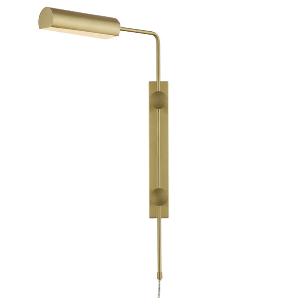 Satire Brushed Brass One-Light Integrated LED Swing Arm Wall Sconce, image 1