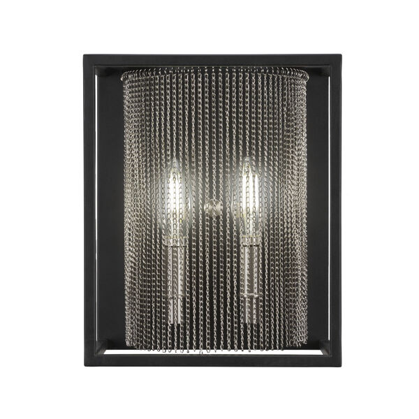 Cadina Matte Black and Brushed Nickel Nine-Inch Two-Light Wall Sconce, image 1
