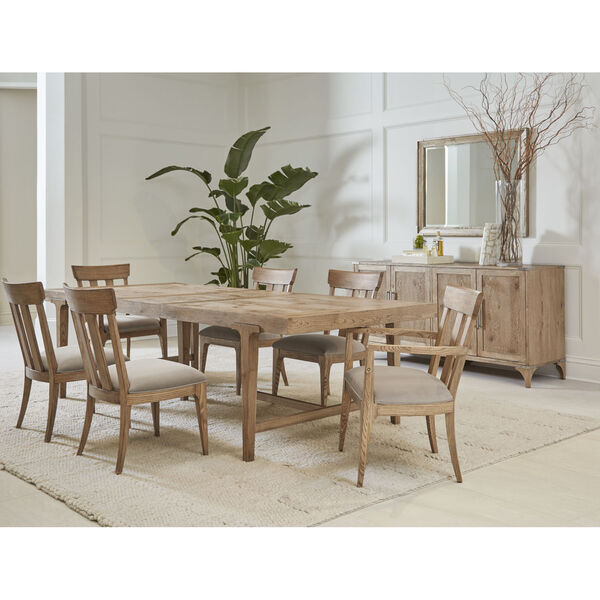 Passage Light Oak Dining Table with Side Chair and Credenza Set, 8-Piece, image 1