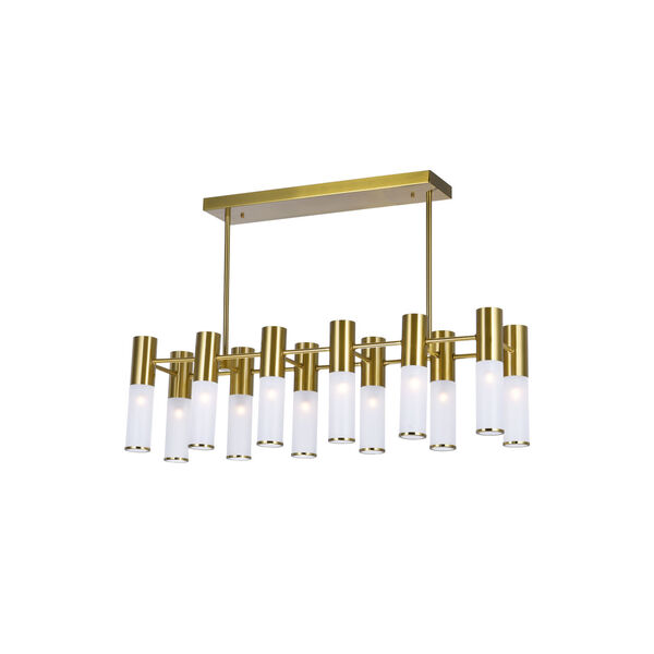 Pipes Brass 12-Light LED Chandelier, image 1