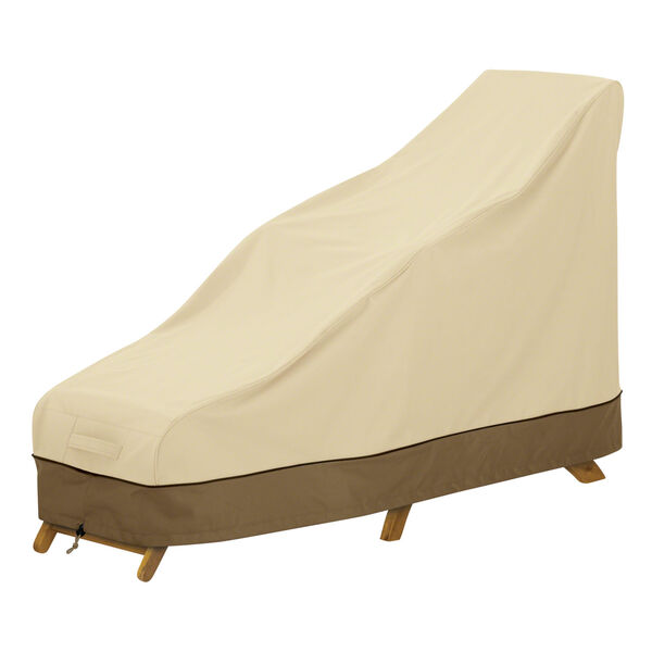 Ash Beige and Brown Steamer Patio Chaise and Deck Chair Cover, image 1