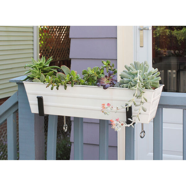 Cape Cod White 22-Inch Flower Box with Clamp-On Bracket, image 4