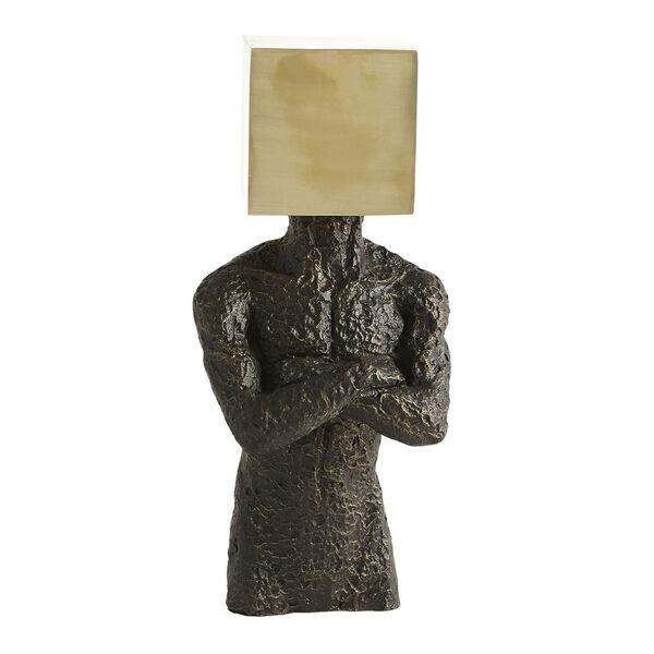 Brass and Bronze Cube Hero Figurine, image 5