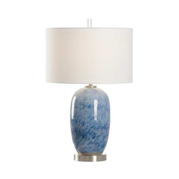 Blue Satin Nickel and White One-Light Table Lamp, image 1
